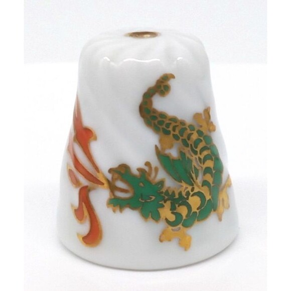 Dragon Scherzer Porcelain Thimble Gold Gilt West Germany Collectible Vintage - Picture 13 of 17